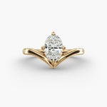 Load image into Gallery viewer, Oval Lab-Grown Diamond V-Shaped Solitaire Engagement Ring | Four-Prong Setting | IGI Certified | 10K/14K/18K Gold
