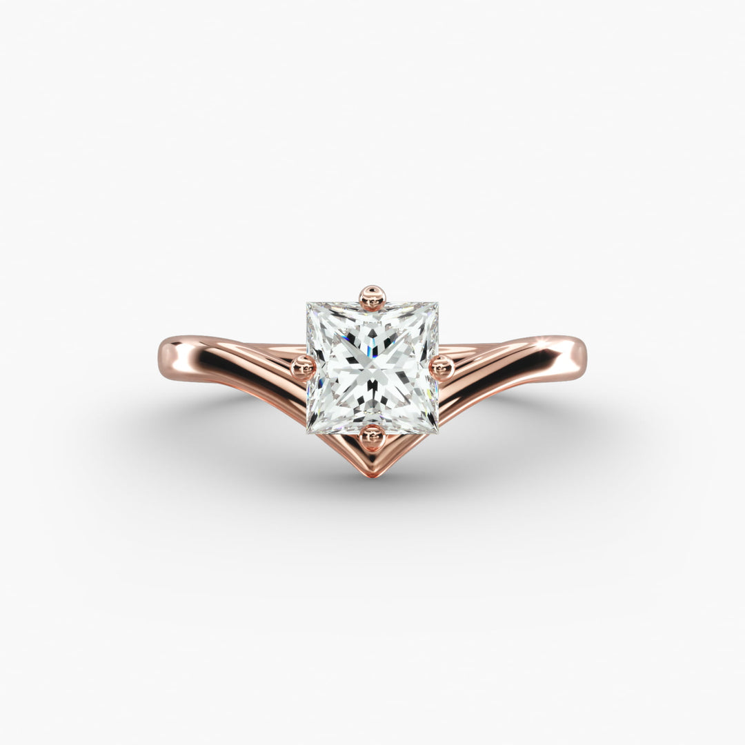 Princess Lab-Grown Diamond Four-Prong V-Shaped Engagement Ring | Elegant Solitaire | IGI Certified | 10K/14K/18K Gold