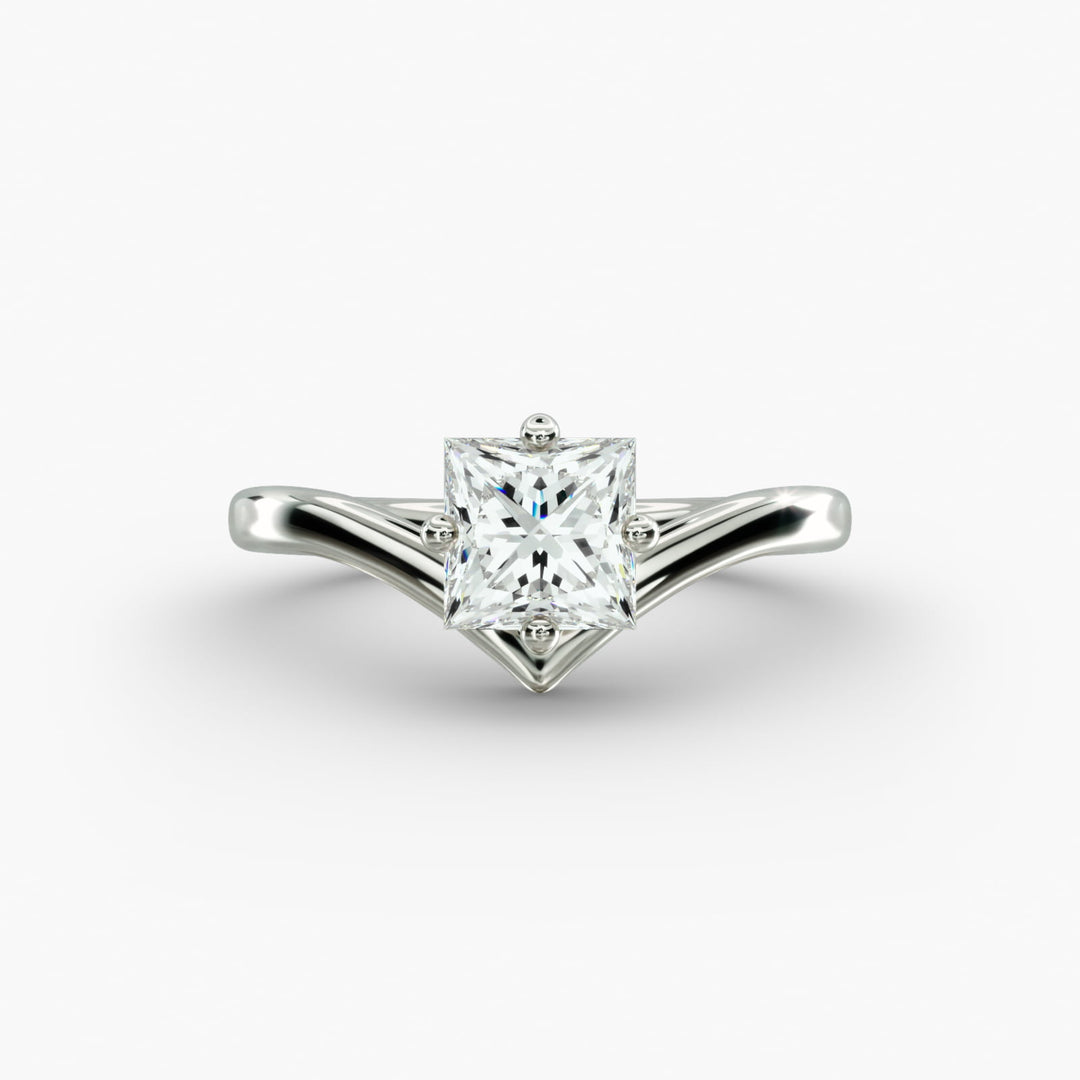 Princess Lab-Grown Diamond Four-Prong V-Shaped Engagement Ring | Elegant Solitaire | IGI Certified | 10K/14K/18K Gold
