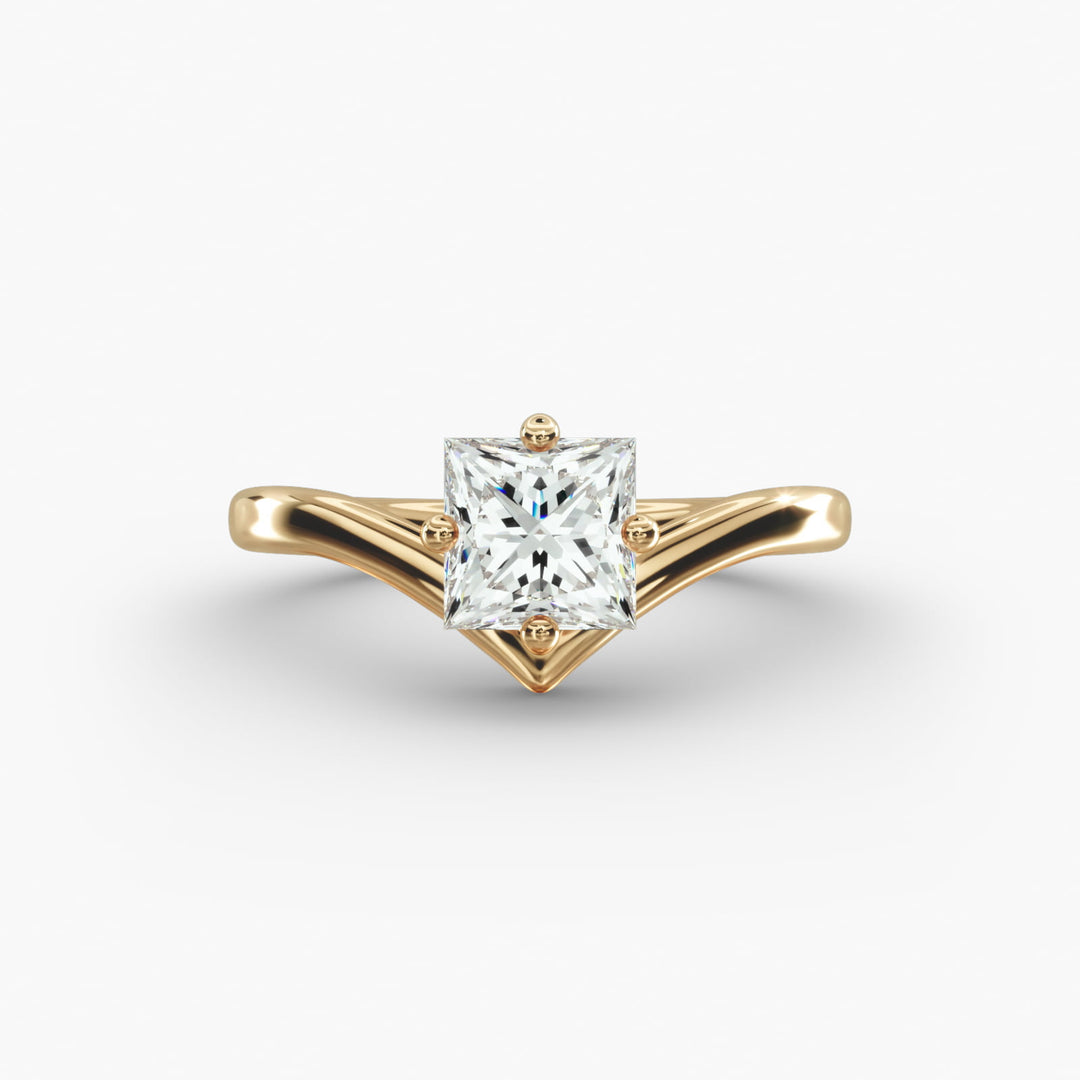 Princess Lab-Grown Diamond Four-Prong V-Shaped Engagement Ring | Elegant Solitaire | IGI Certified | 10K/14K/18K Gold