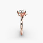 Load image into Gallery viewer, Round Lab-Grown Diamond V-Shaped Four-Prong Engagement Ring | Modern Solitaire | IGI Certified | 10K/14K/18K Gold
