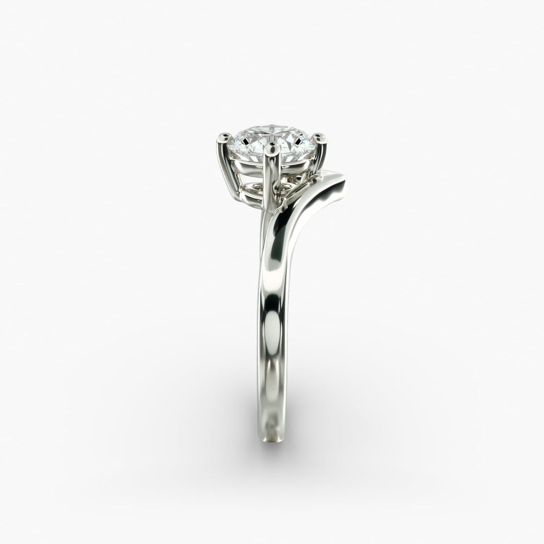 Round Lab-Grown Diamond V-Shaped Four-Prong Engagement Ring | Modern Solitaire | IGI Certified | 10K/14K/18K Gold