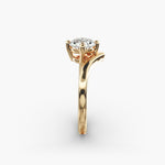 Load image into Gallery viewer, Round Lab-Grown Diamond V-Shaped Four-Prong Engagement Ring | Modern Solitaire | IGI Certified | 10K/14K/18K Gold
