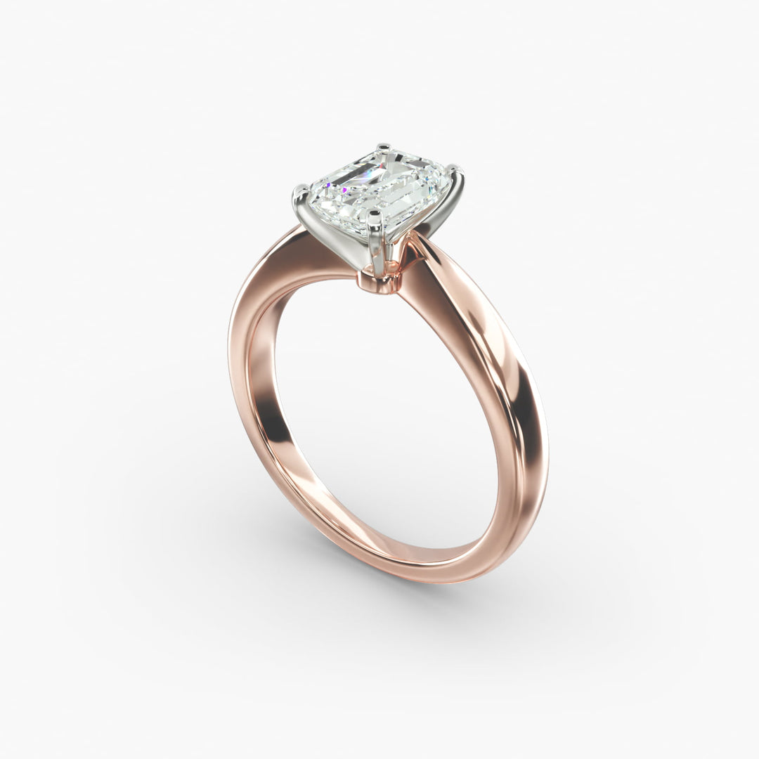 Emerald Cut Lab-Grown Diamond Solitaire Ring — 4-Prong Setting | IGI Certified | 10K/14K/18K Gold
