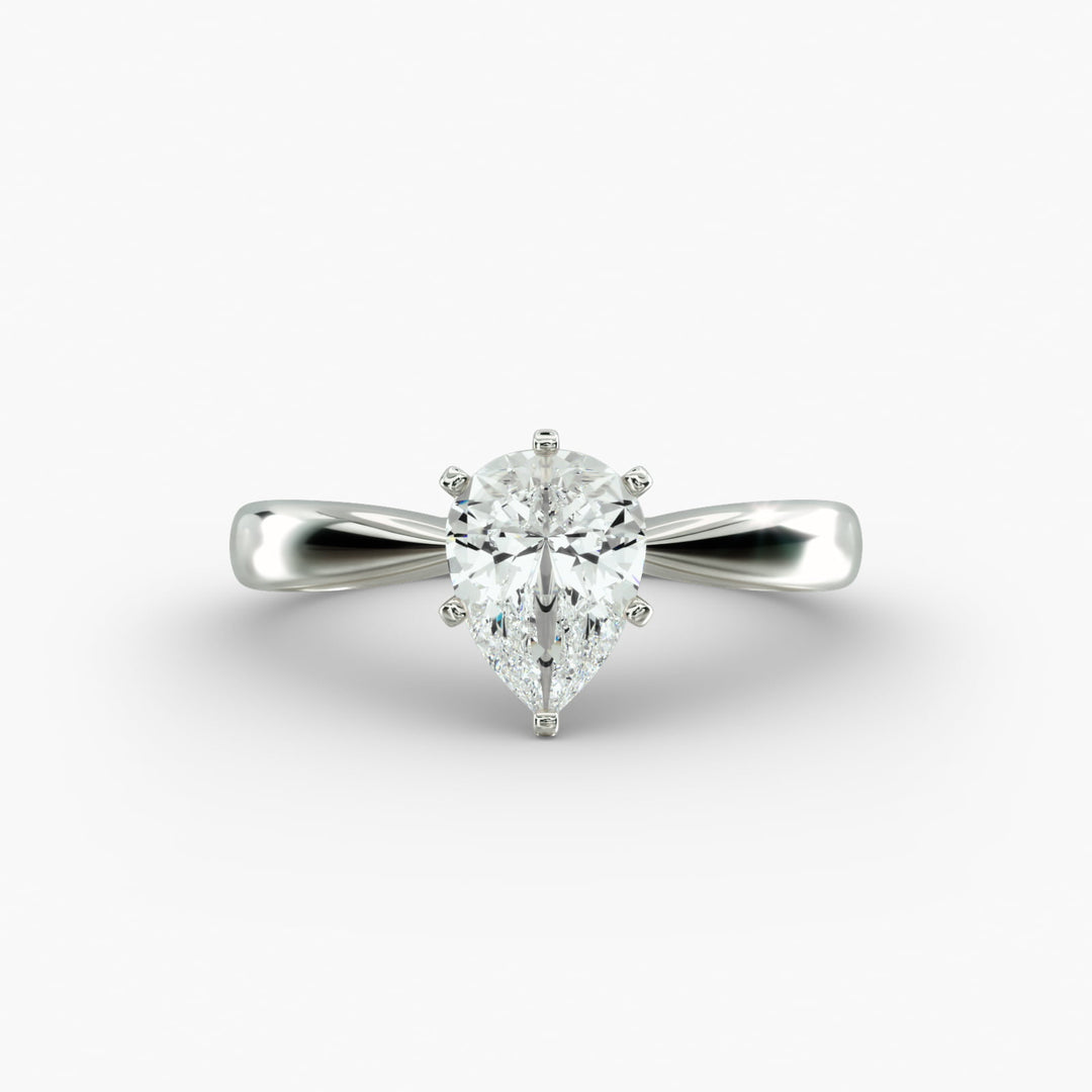 Pear-Shaped Lab-Grown Diamond Engagement Ring | Classic Six-Prong Solitaire | IGI Certified | 10K/14K/18K Gold