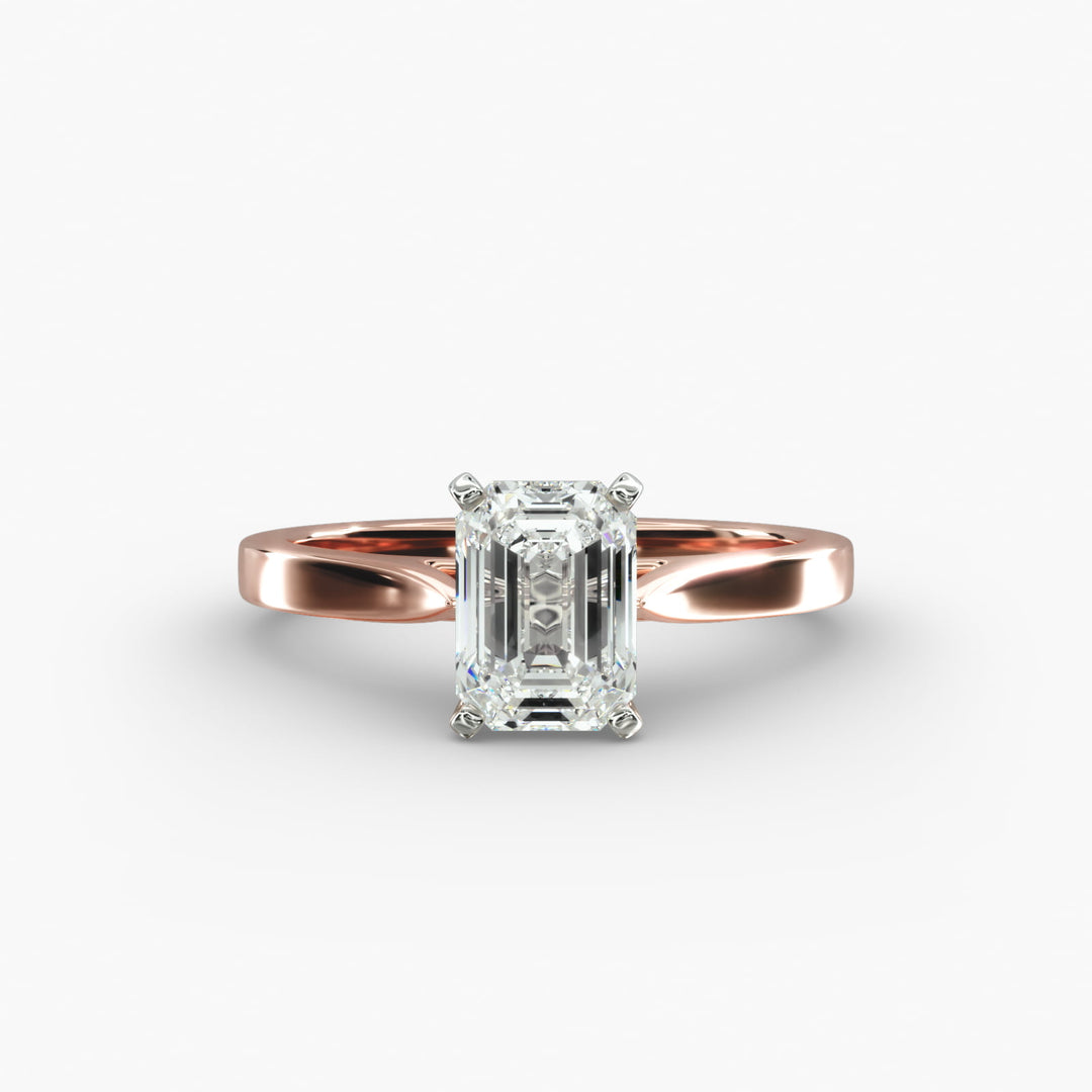 Emerald Lab-Grown Diamond Temple-Inspired Engagement Ring | Regal Solitaire Design | IGI Certified | 10K/14K/18K Gold
