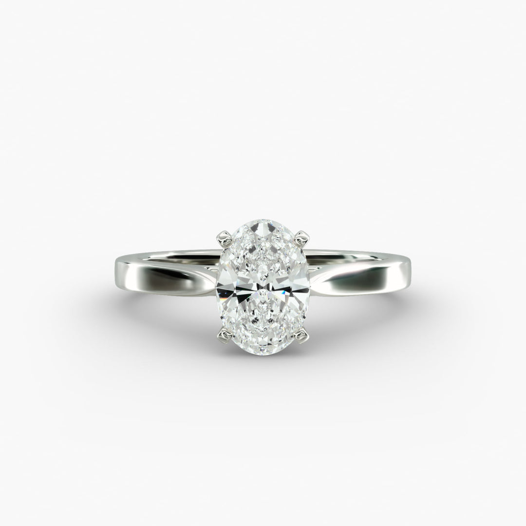 Oval Lab-Grown Diamond 4-Prong Wide Band Ring | IGI Certified | 10K/14K/18K Gold