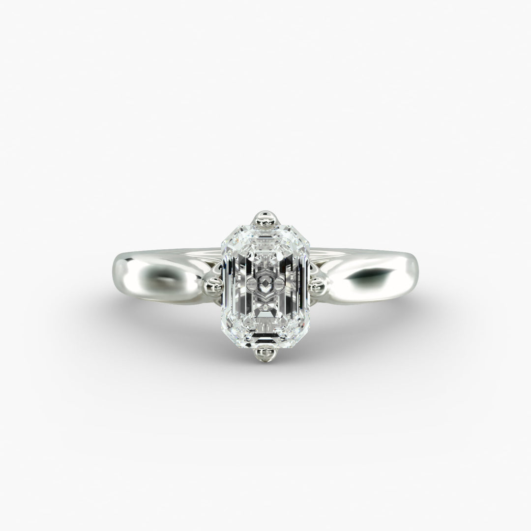 Emerald Lab-Grown Diamond 4-Prong Ring | Classic Band | IGI Certified | 10K/14K/18K Gold