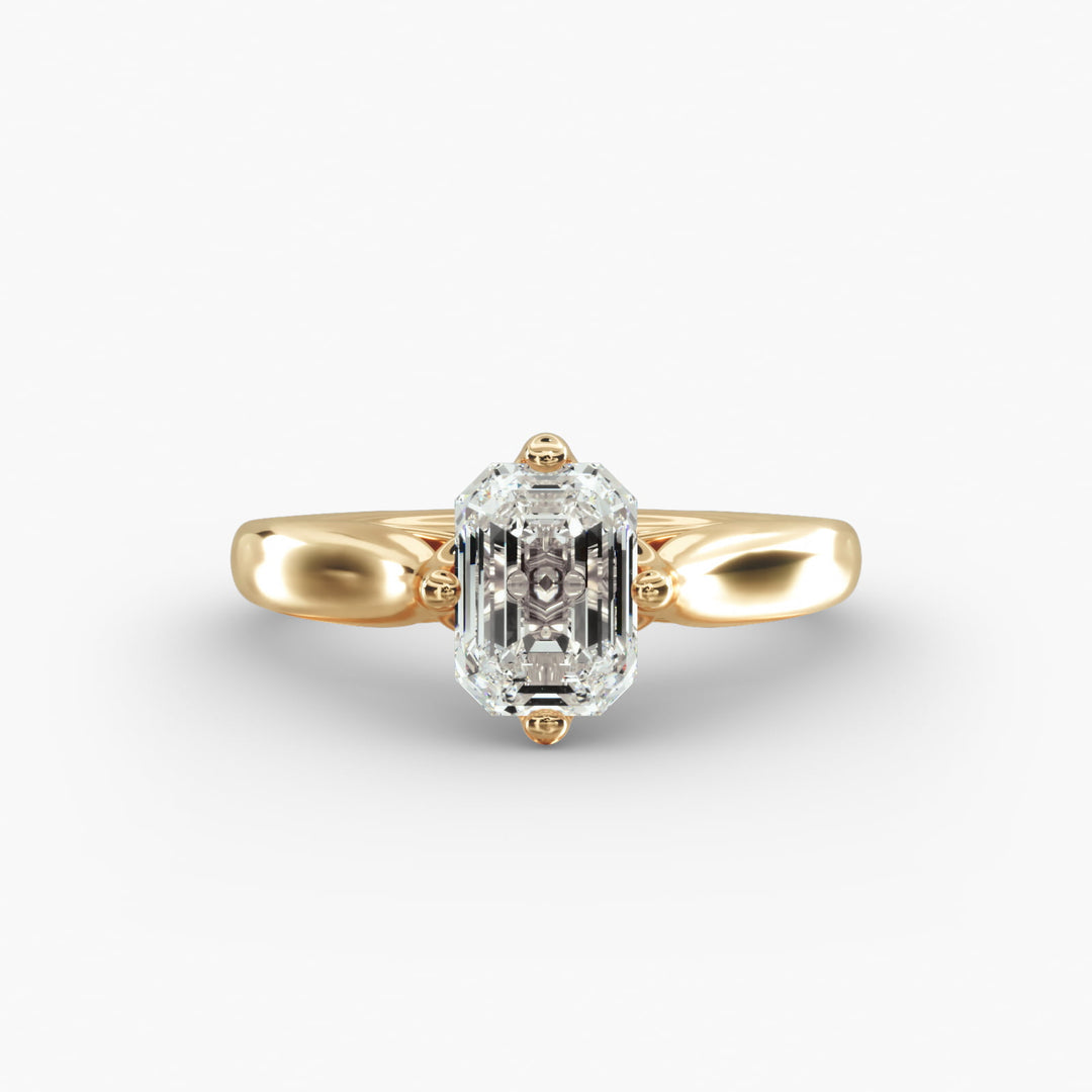 Emerald Lab-Grown Diamond 4-Prong Ring | Classic Band | IGI Certified | 10K/14K/18K Gold