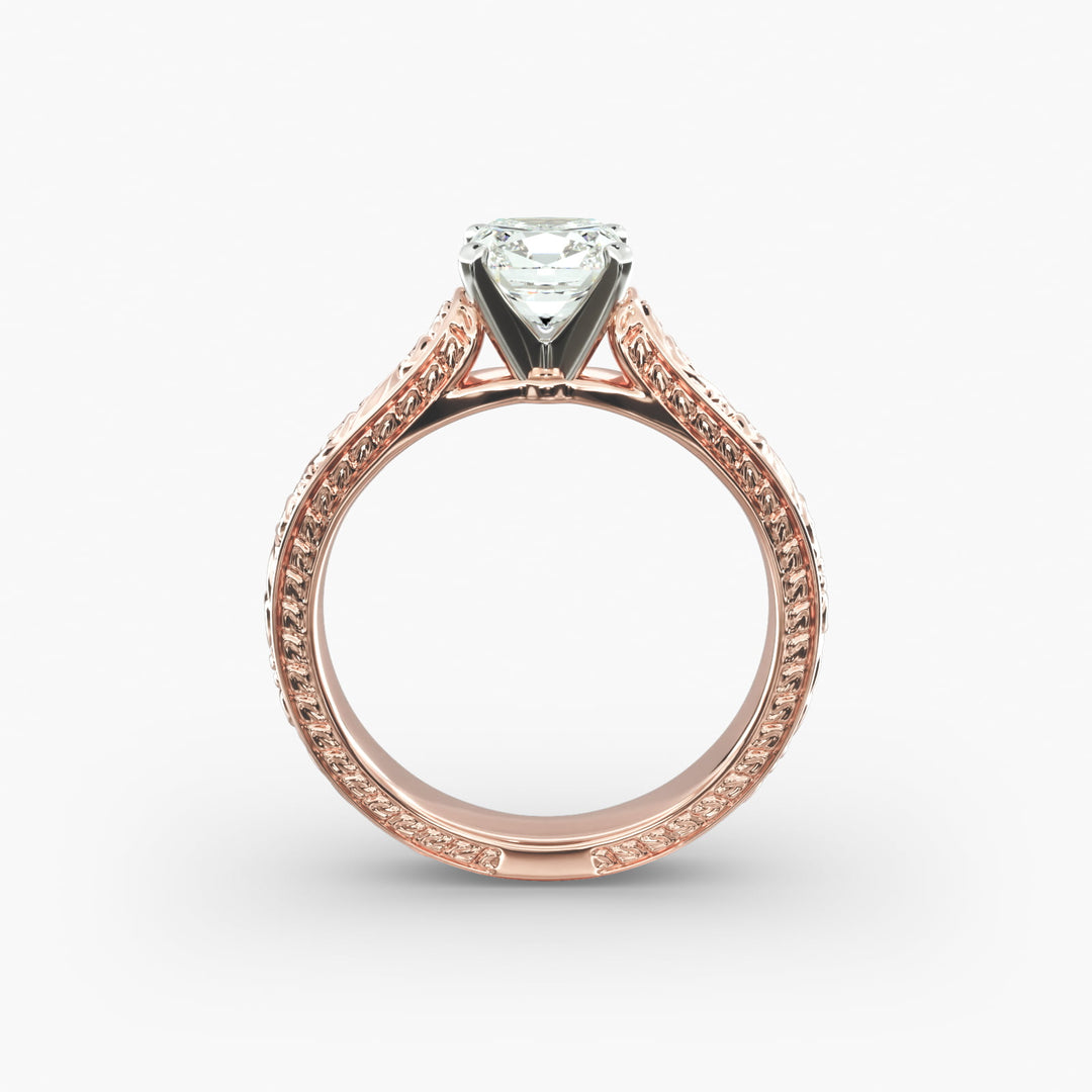 Cushion Lab-Grown Diamond Designer Ring – Artistic Band | IGI Certified | 10K/14K/18K Gold