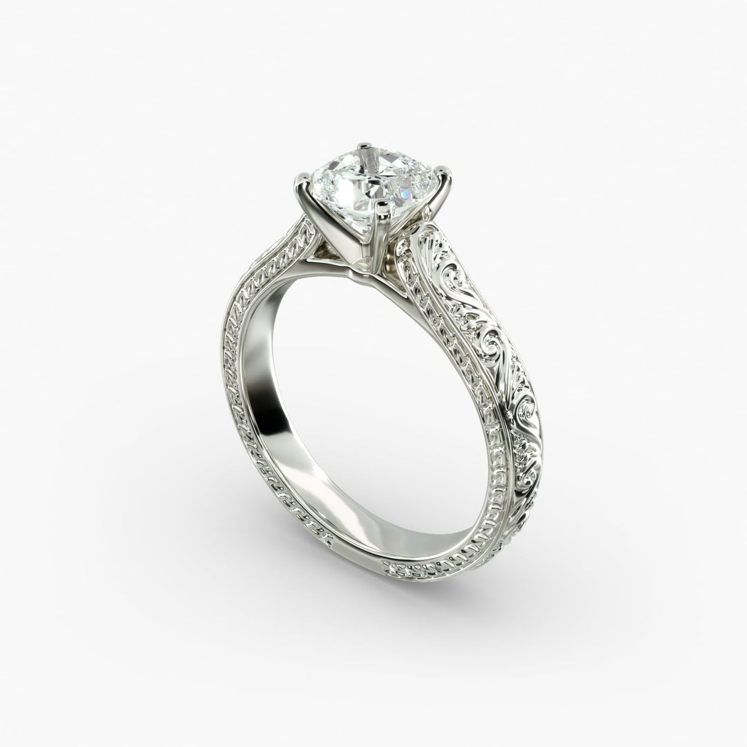 Cushion Lab-Grown Diamond Designer Ring – Artistic Band | IGI Certified | 10K/14K/18K Gold