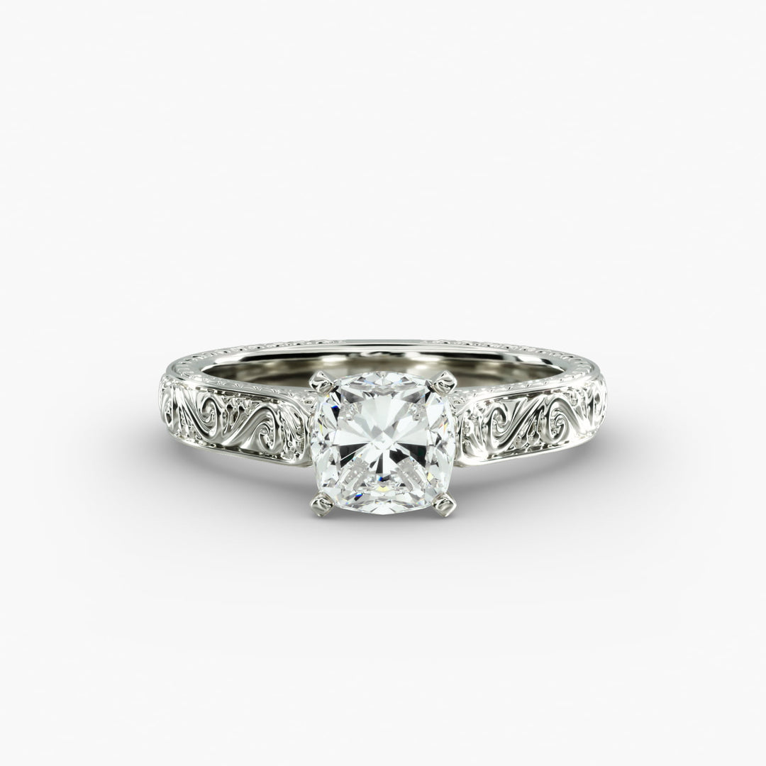 Cushion Lab-Grown Diamond Designer Ring – Artistic Band | IGI Certified | 10K/14K/18K Gold