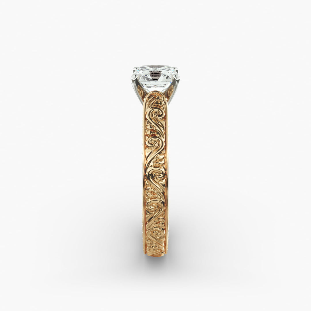 Cushion Lab-Grown Diamond Designer Ring – Artistic Band | IGI Certified | 10K/14K/18K Gold