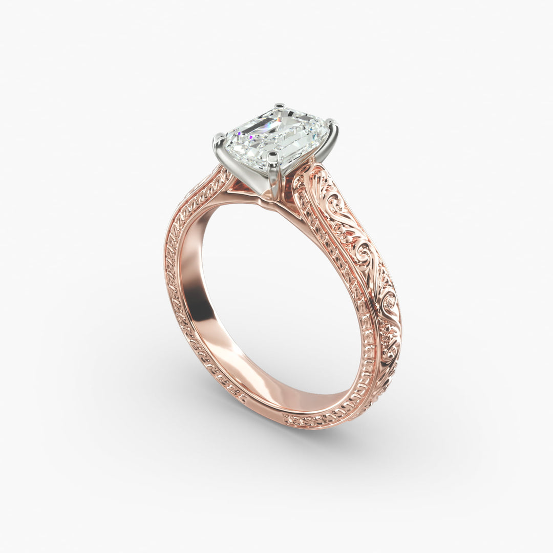 Emerald Lab-Grown Diamond Designer Ring – Artistic Band | IGI Certified | 10K/14K/18K Gold