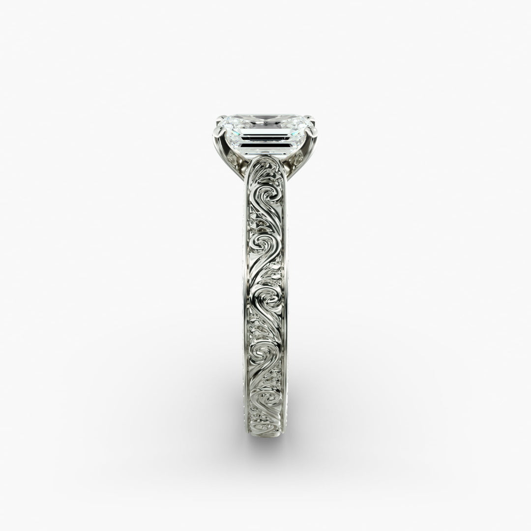 Emerald Lab-Grown Diamond Designer Ring – Artistic Band | IGI Certified | 10K/14K/18K Gold