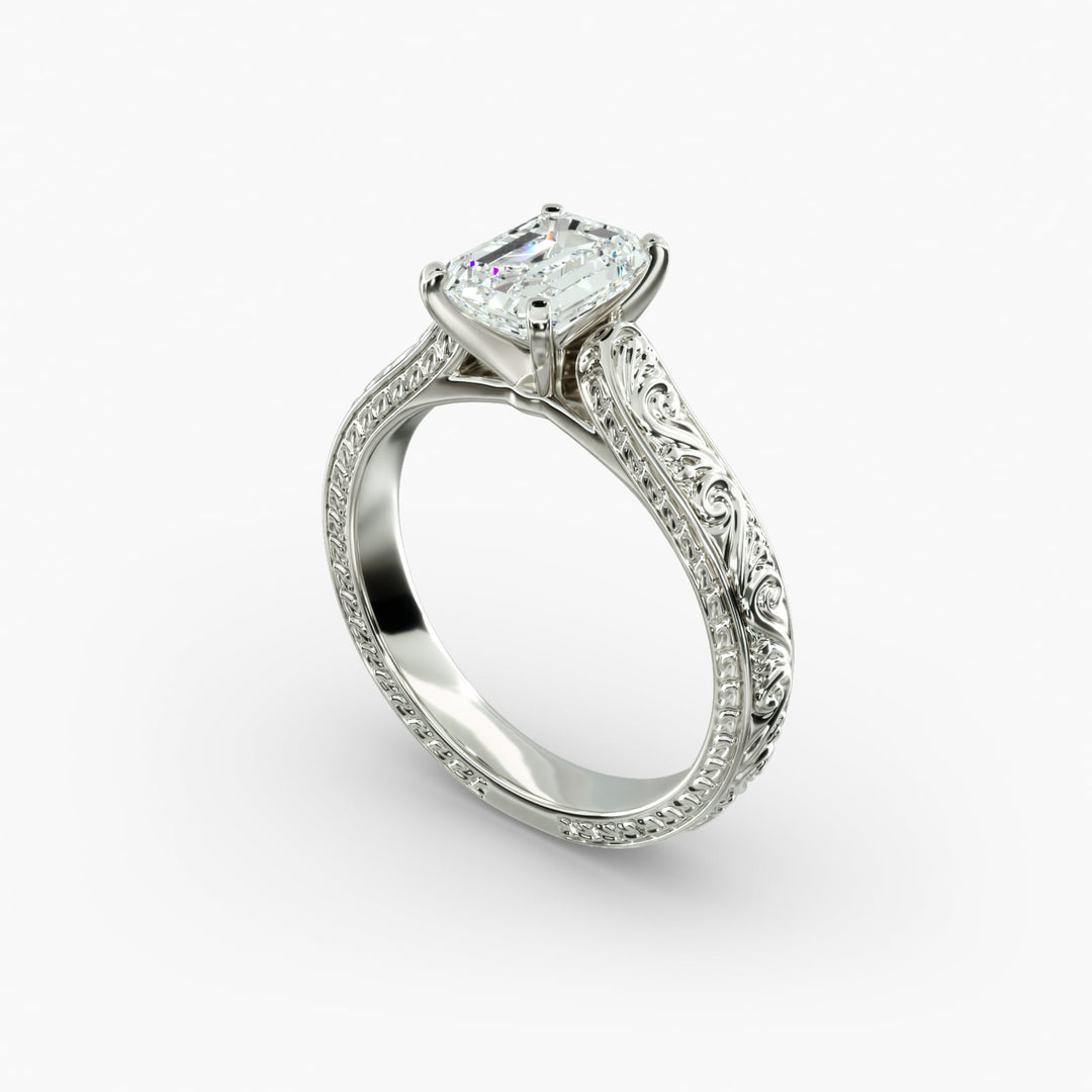 Emerald Lab-Grown Diamond Designer Ring – Artistic Band | IGI Certified | 10K/14K/18K Gold