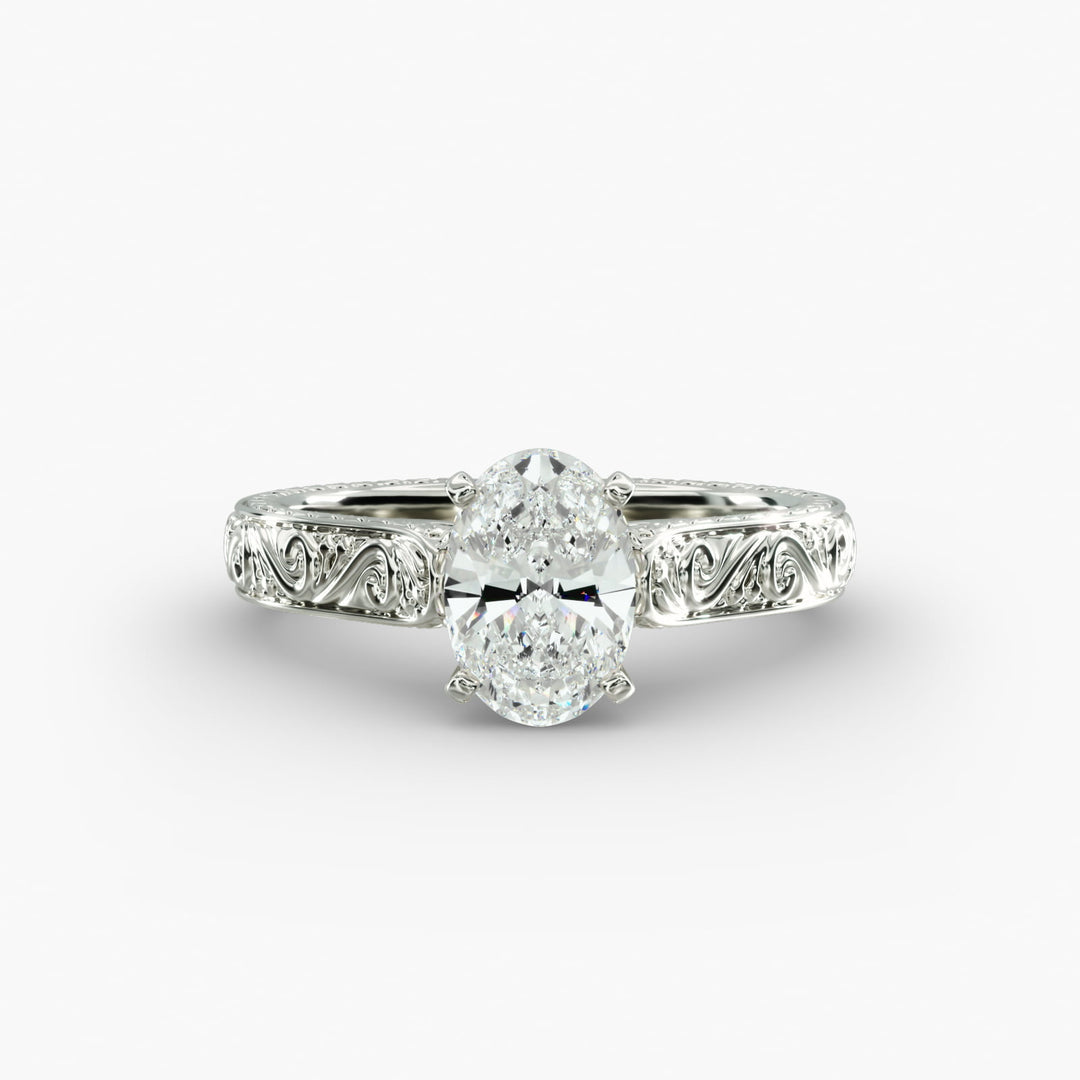 Oval Lab-Grown Diamond Designer Ring – Unique Artistic Style | IGI Certified | 10K/14K/18K Gold
