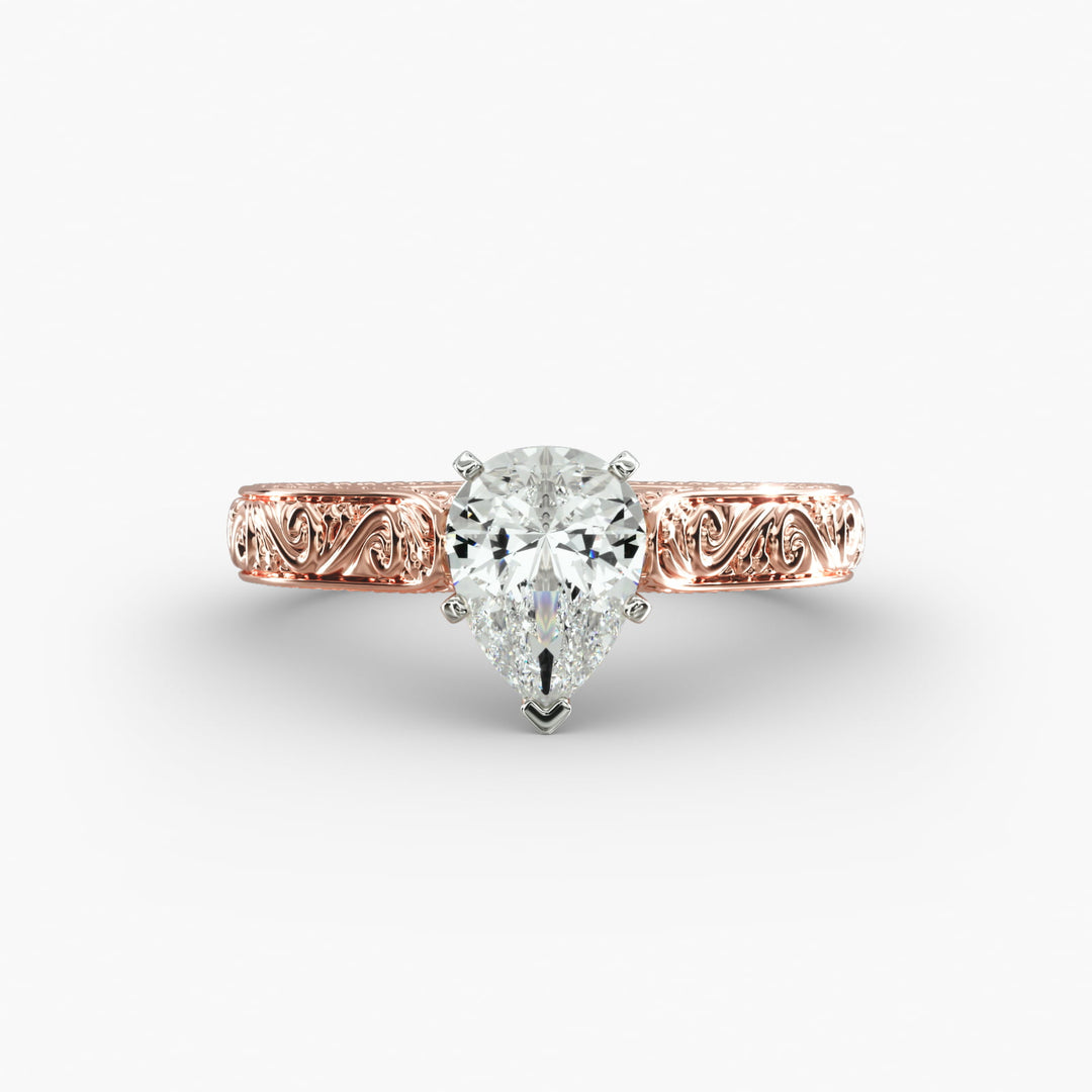 Pear Lab-Grown Diamond Designer Ring – Artistic Band | IGI Certified | 10K/14K/18K Gold