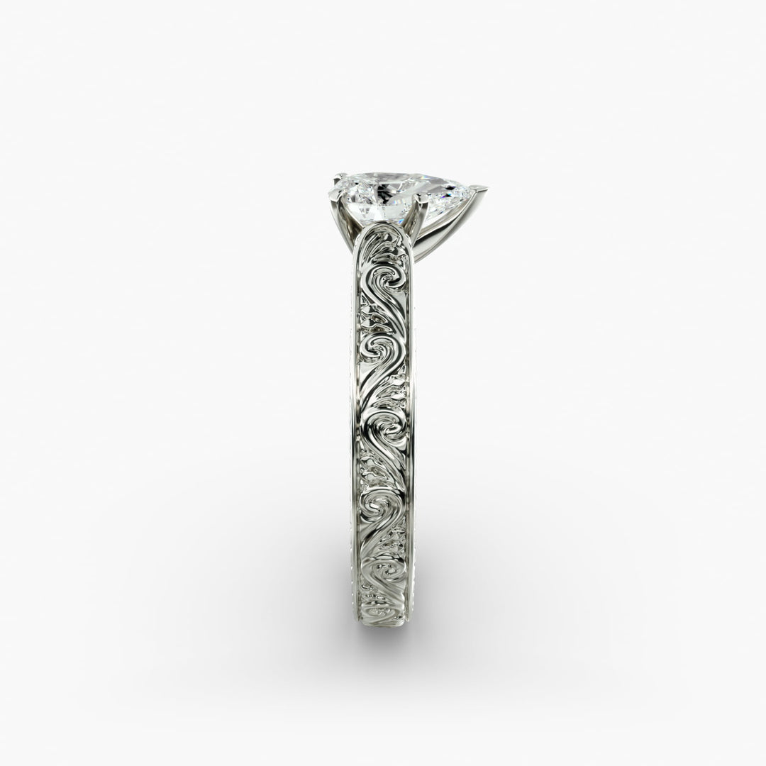 Pear Lab-Grown Diamond Designer Ring – Artistic Band | IGI Certified | 10K/14K/18K Gold