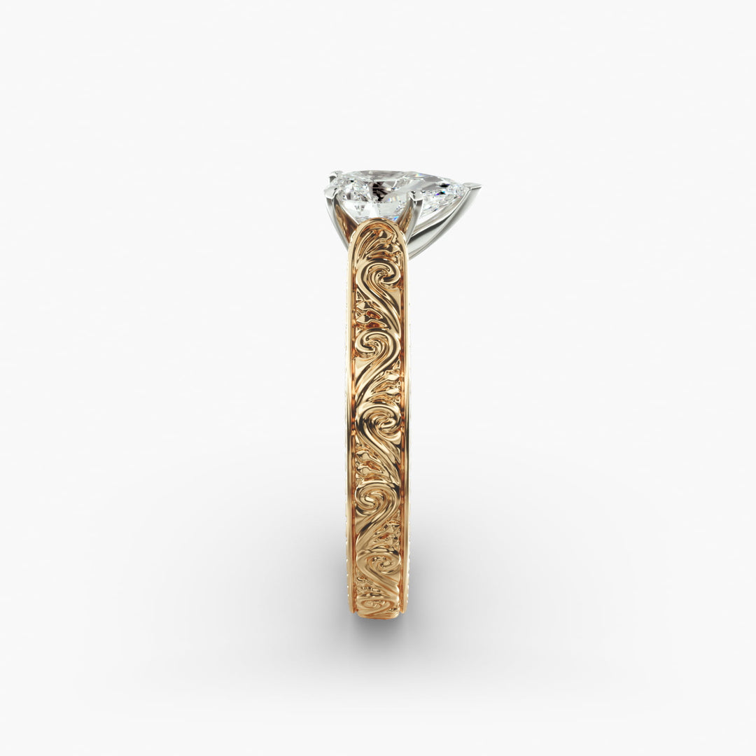 Pear Lab-Grown Diamond Designer Ring – Artistic Band | IGI Certified | 10K/14K/18K Gold