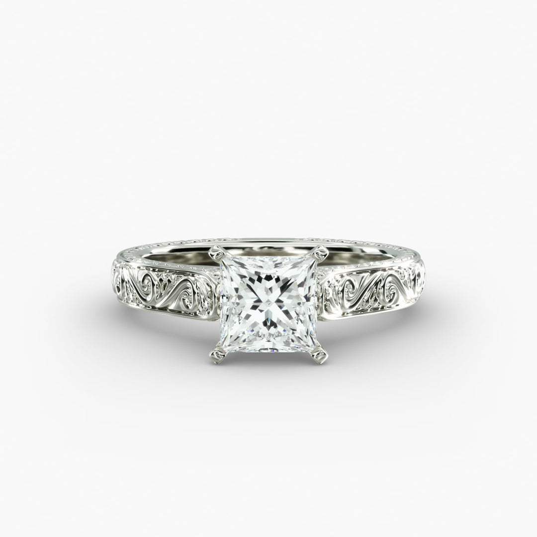 Princess Lab-Grown Diamond Designer Ring – Artistic Band | IGI Certified | 10K/14K/18K Gold