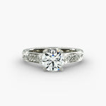 Load image into Gallery viewer, Round Lab-Grown Diamond Ring – Unique Band Design | IGI Certified | 10K/14K/18K Gold
