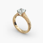Load image into Gallery viewer, Round Lab-Grown Diamond Ring – Unique Band Design | IGI Certified | 10K/14K/18K Gold
