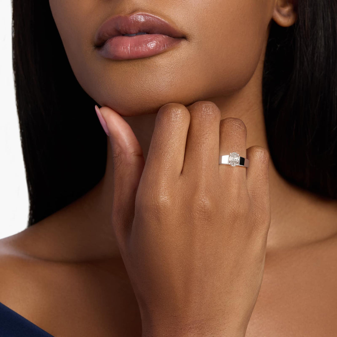 Oval Lab-Grown Diamond Bold Classic Band Ring – Timeless Designer Style | IGI Certified | 10K/14K/18K Gold