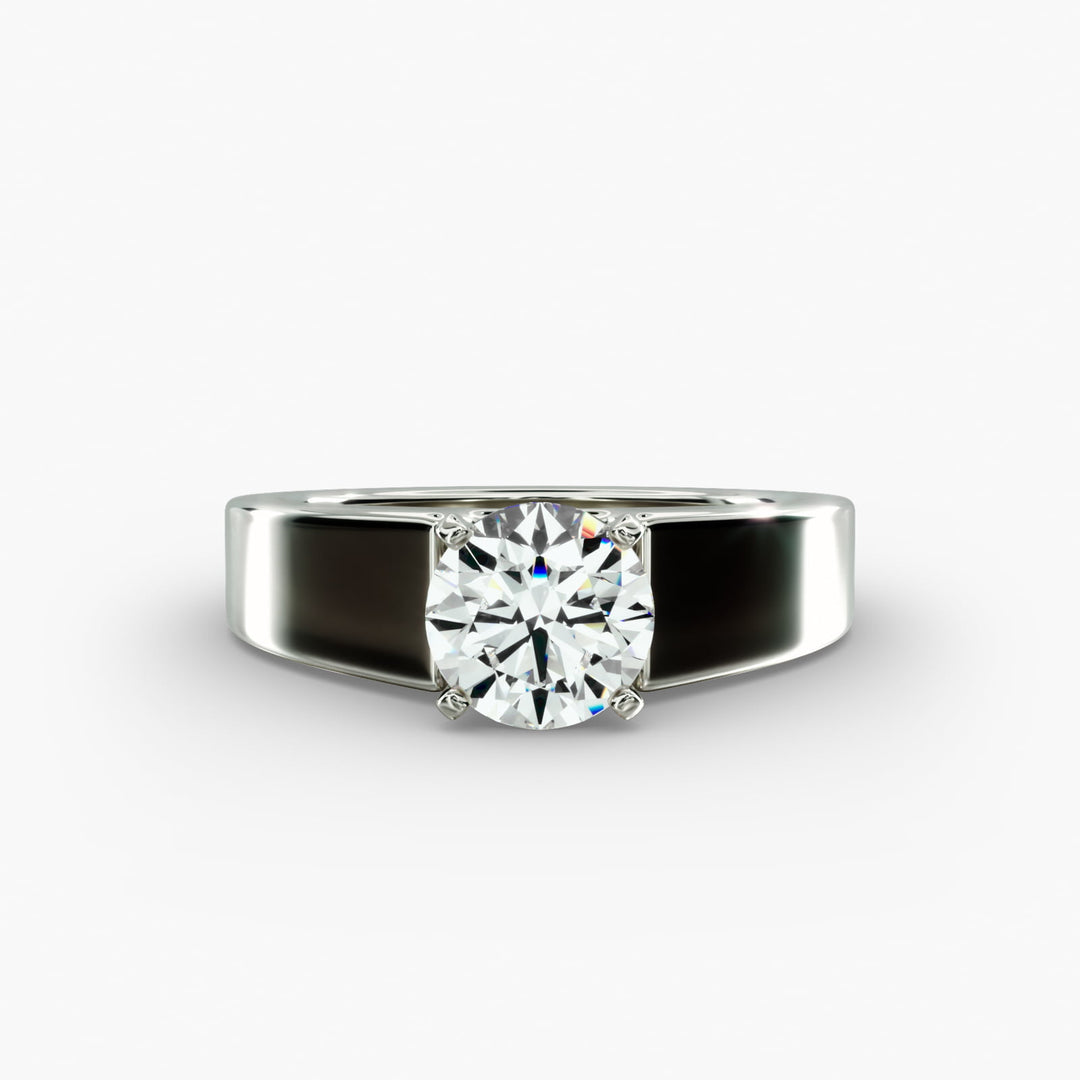 Round Brilliant Lab-Grown Diamond Bold Classic Band Ring – Iconic Elegance | IGI Certified | 10K/14K/18K Gold