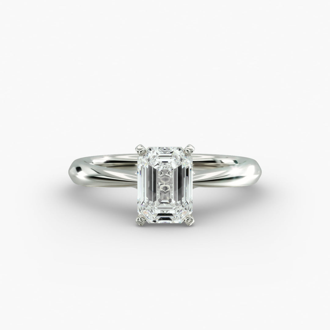 Emerald Lab-Grown Diamond Four-Prong Engagement Ring | Classic Solitaire | IGI Certified | 10K/14K/18K Gold