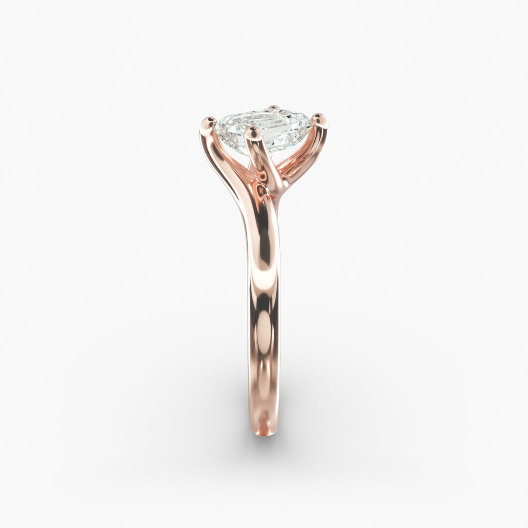 Emerald Lab-Grown Diamond Twisted Four-Prong Engagement Ring | Modern Solitaire | IGI Certified | 10K/14K/18K Gold