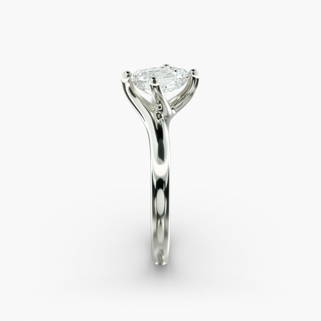 Emerald Lab-Grown Diamond Twisted Four-Prong Engagement Ring | Modern Solitaire | IGI Certified | 10K/14K/18K Gold
