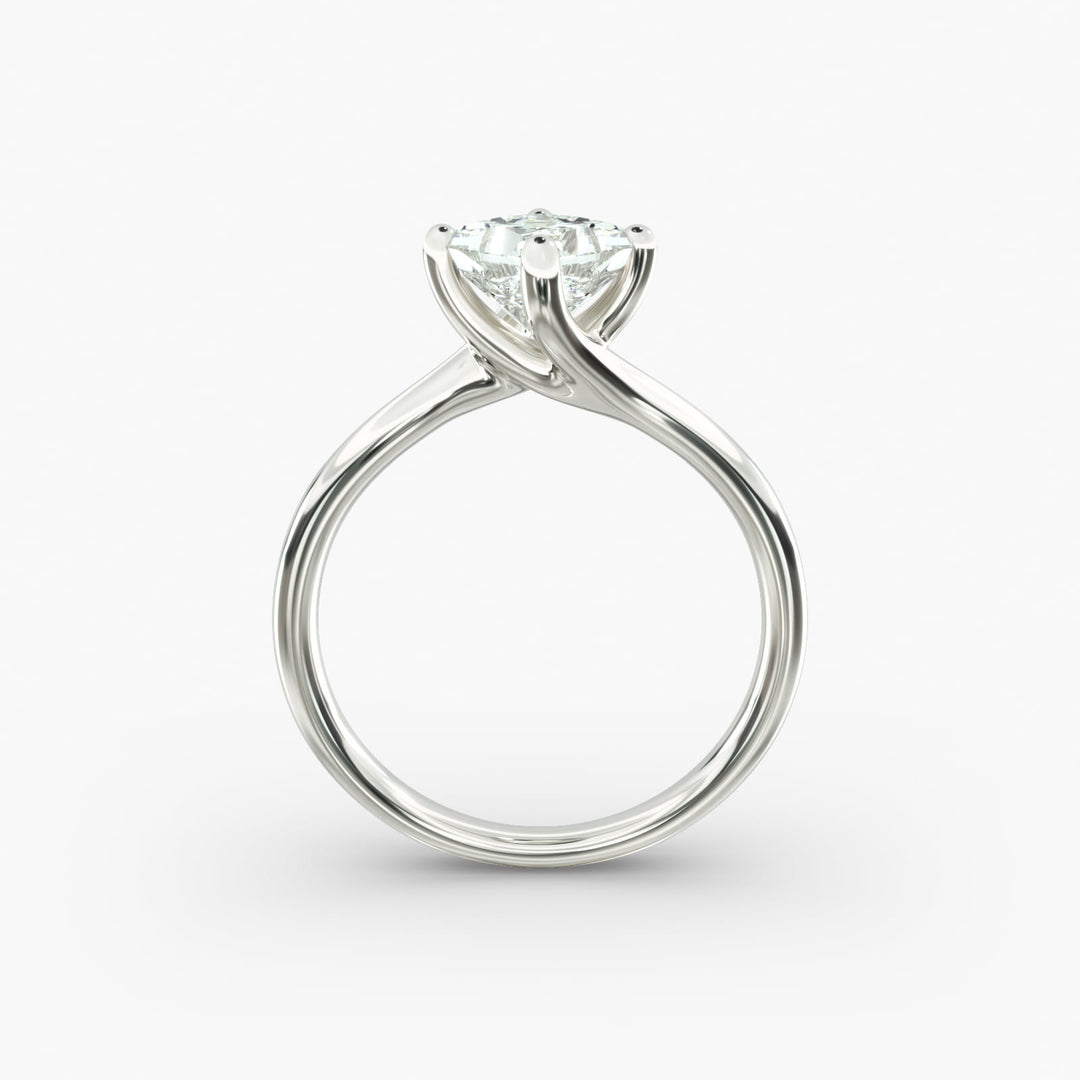 Princess-Cut Lab-Grown Diamond Engagement Ring | Twisted Band Four-Prong | IGI Certified | 10K/14K/18K Gold