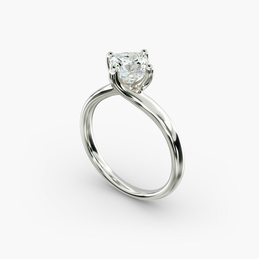 Princess-Cut Lab-Grown Diamond Engagement Ring | Twisted Band Four-Prong | IGI Certified | 10K/14K/18K Gold