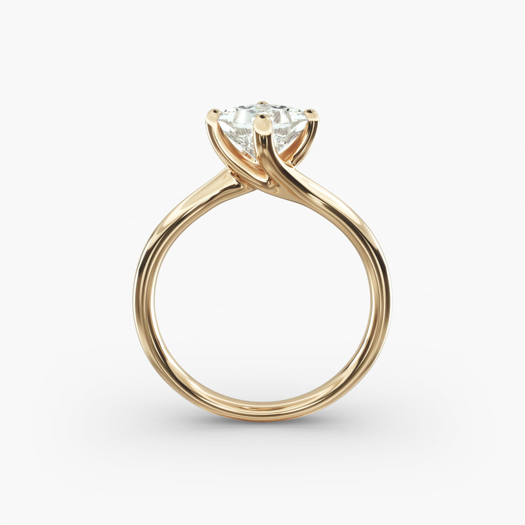 Princess-Cut Lab-Grown Diamond Engagement Ring | Twisted Band Four-Prong | IGI Certified | 10K/14K/18K Gold
