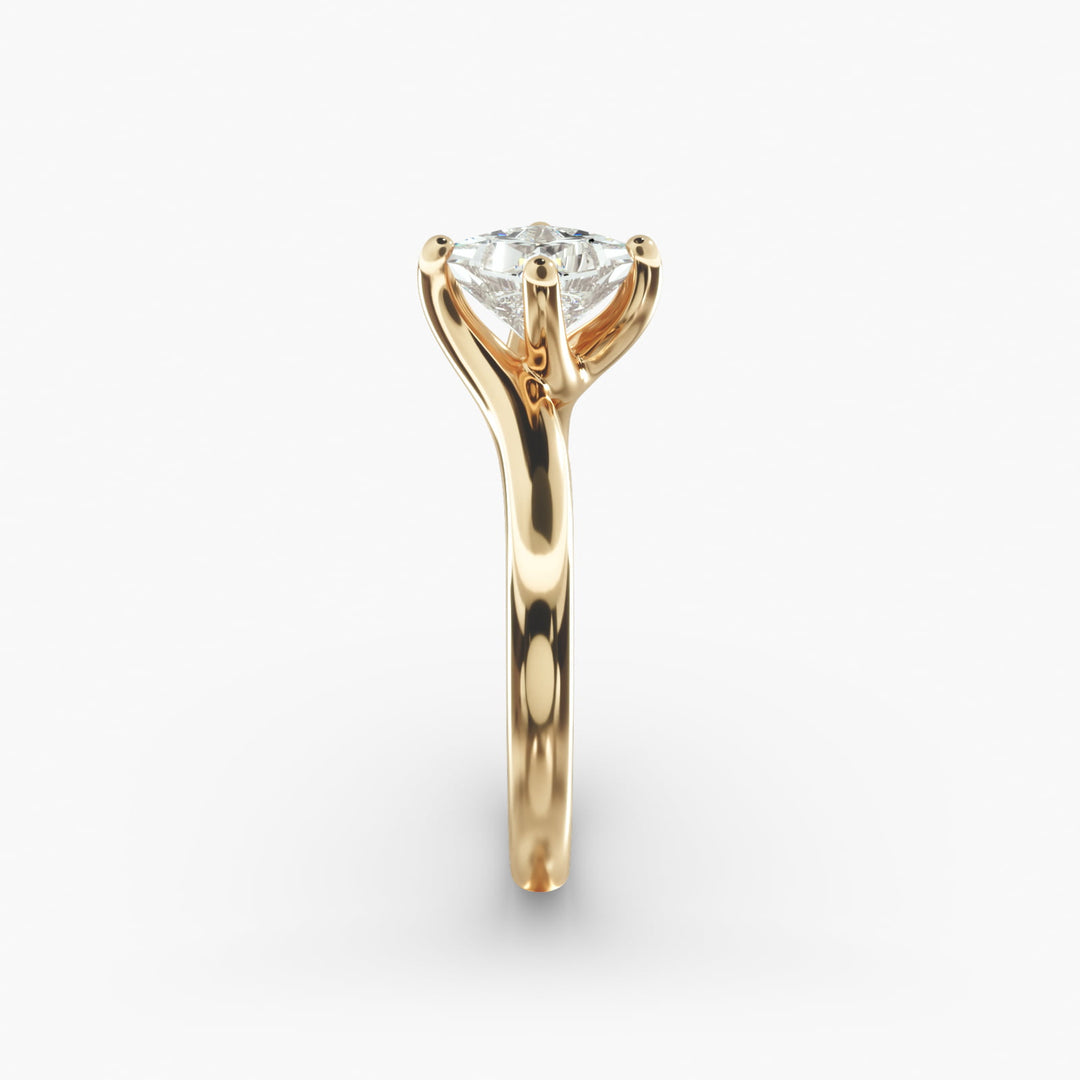 Princess-Cut Lab-Grown Diamond Engagement Ring | Twisted Band Four-Prong | IGI Certified | 10K/14K/18K Gold