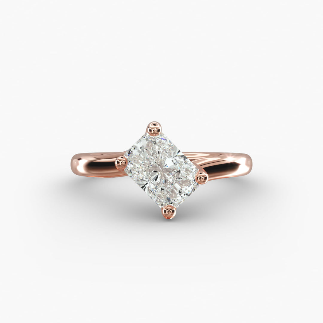 Radiant Cut Twisted Band Lab-Grown Diamond Ring | 0.50–5.00 Carat | IGI Certified | Yellow, White, Rose Gold