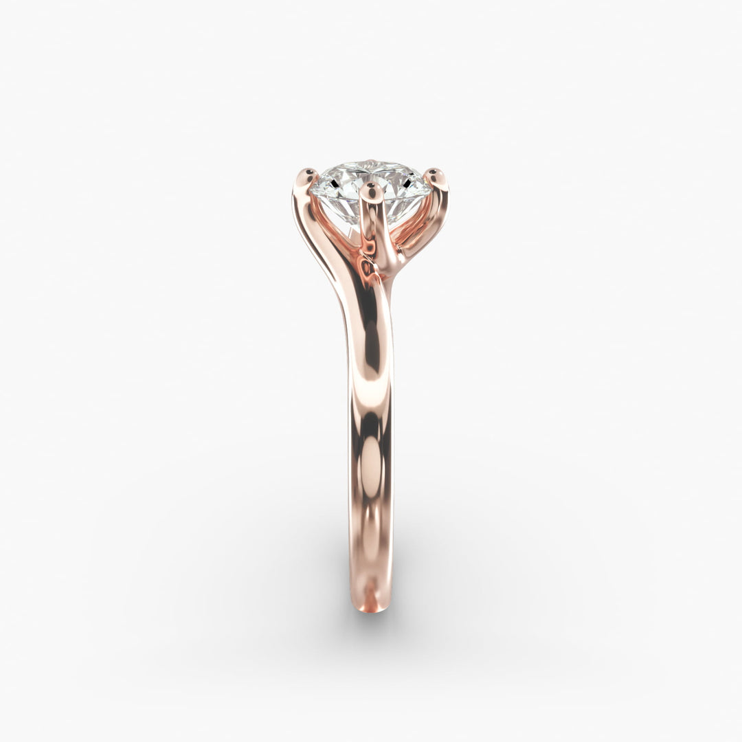Twisted Band Round Lab-Grown Diamond Engagement Ring | Four-Prong | IGI Certified | 10K, 14K & 18K Gold