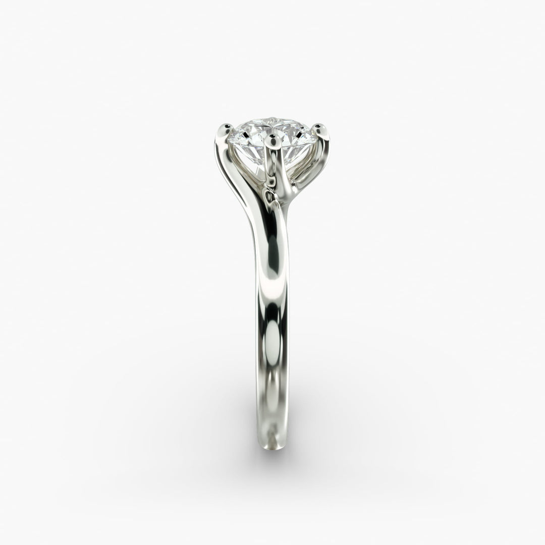 Twisted Band Round Lab-Grown Diamond Engagement Ring | Four-Prong | IGI Certified | 10K, 14K & 18K Gold