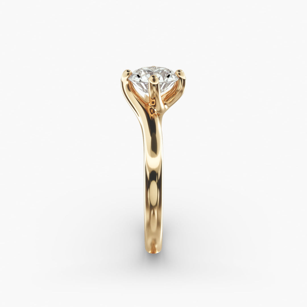 Twisted Band Round Lab-Grown Diamond Engagement Ring | Four-Prong | IGI Certified | 10K, 14K & 18K Gold