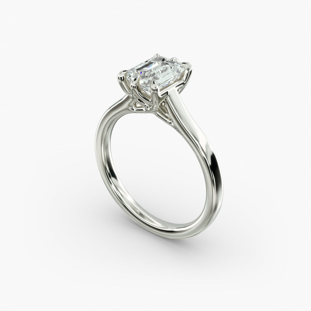 Emerald Cut Lab-Grown Diamond Ring — 6-Prong Secure Setting with Bold Band | IGI Certified | 10K/14K/18K Gold