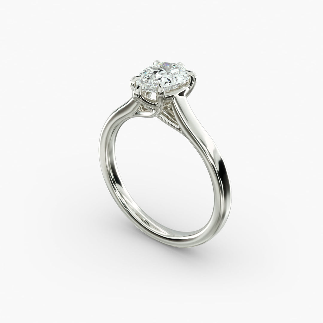 Pear Shape Lab-Grown Diamond Ring — 6-Prong Setting with Wide Band | IGI Certified | 10K/14K/18K Gold
