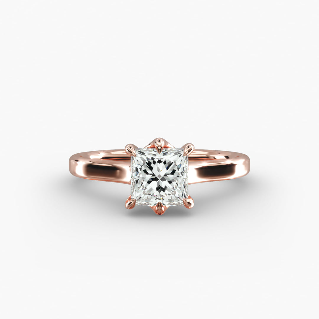 Princess Cut Lab-Grown Diamond Ring — 6-Prong Setting with Wide Band | IGI Certified | 10K/14K/18K Gold