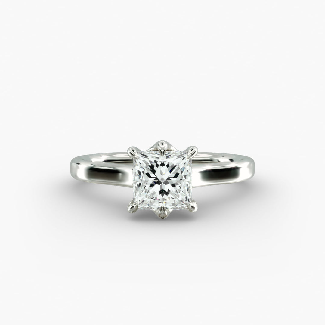 Princess Cut Lab-Grown Diamond Ring — 6-Prong Setting with Wide Band | IGI Certified | 10K/14K/18K Gold