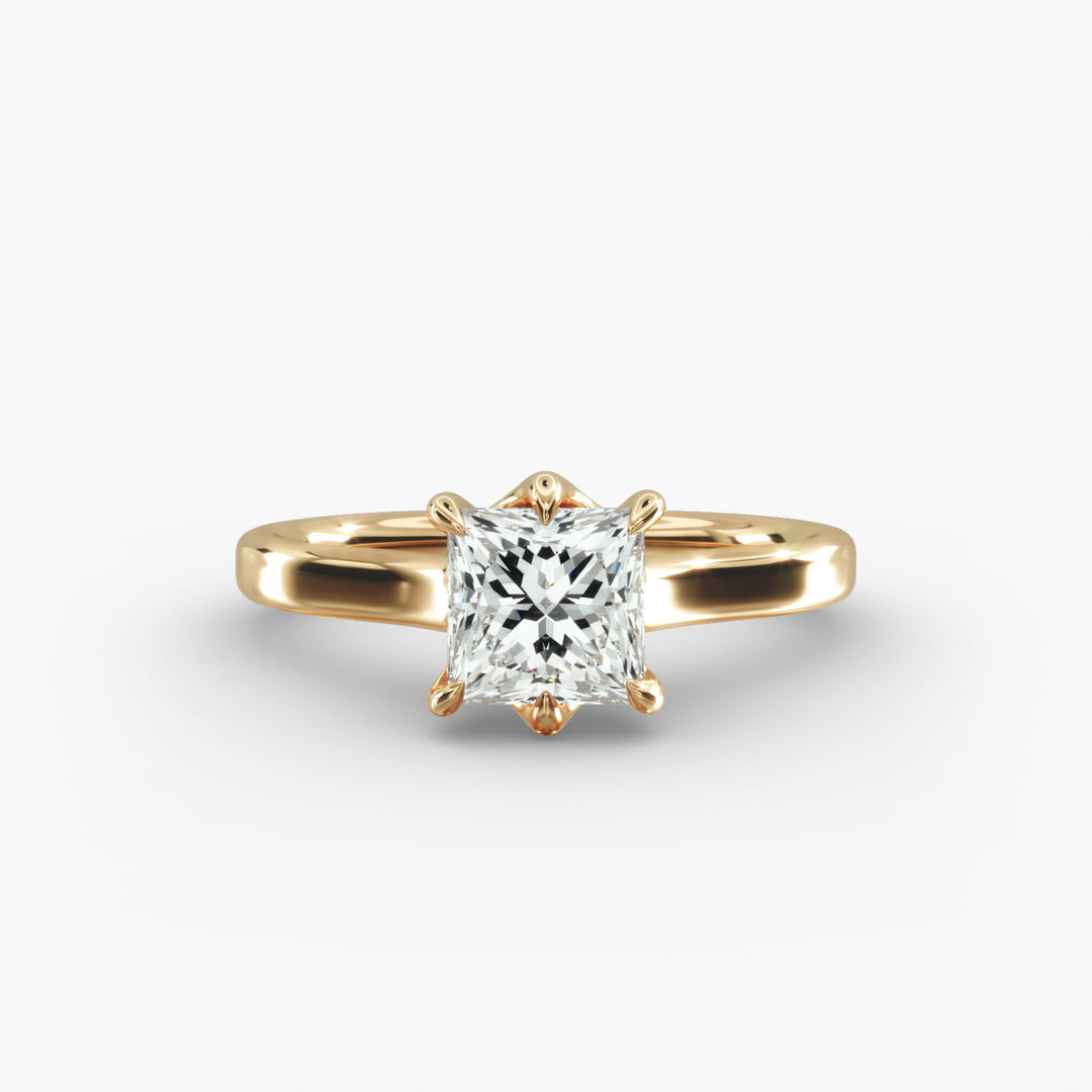 Princess Cut Lab-Grown Diamond Ring — 6-Prong Setting with Wide Band | IGI Certified | 10K/14K/18K Gold