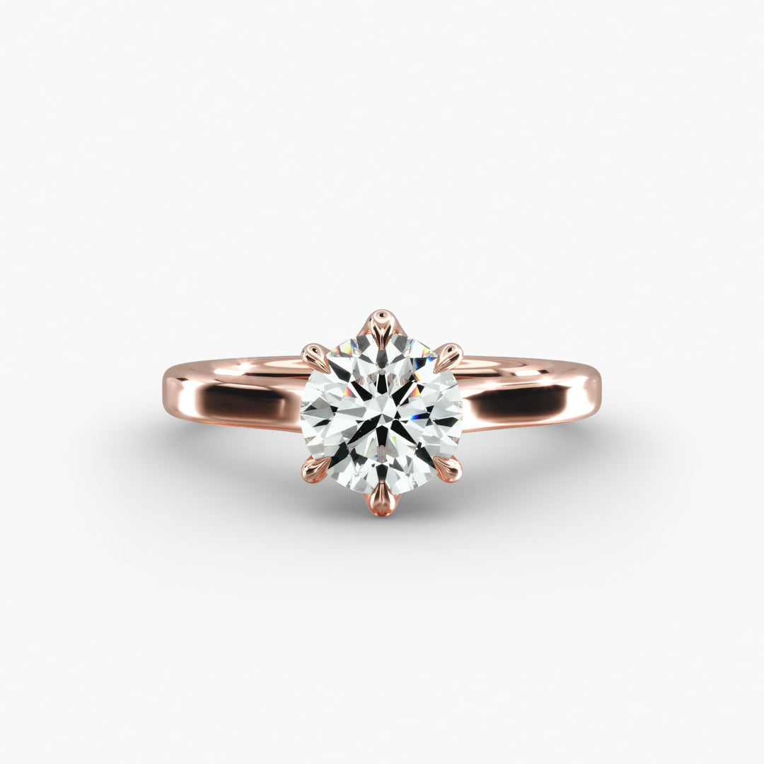 Round Brilliant Lab-Grown Diamond 6-Prong Wide Band Ring | IGI Certified | 10K/14K/18K Gold