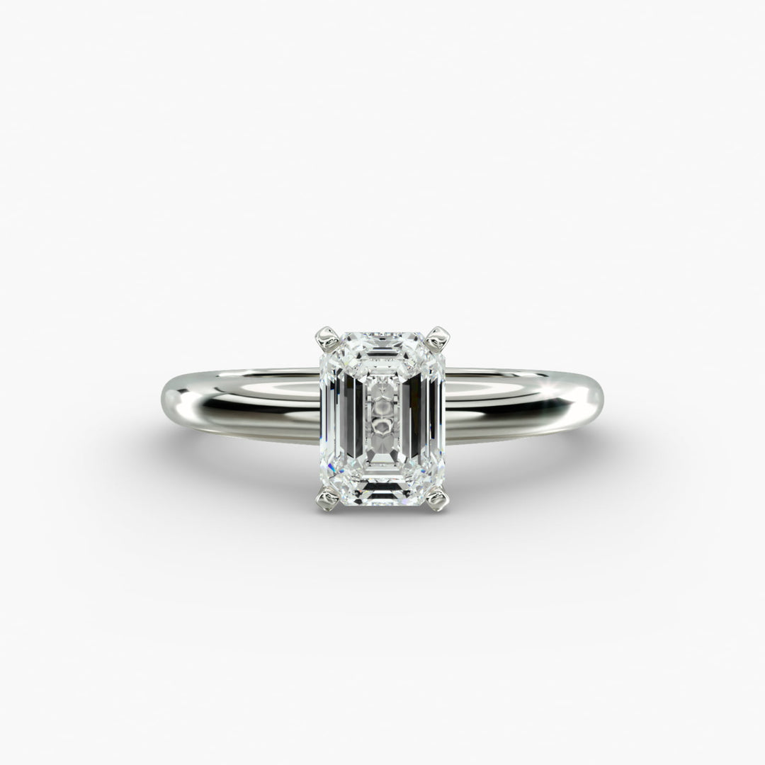 Emerald Lab-Grown Diamond Solitaire Ring – 4-Prong Classic | IGI Certified | 10K/14K/18K Gold