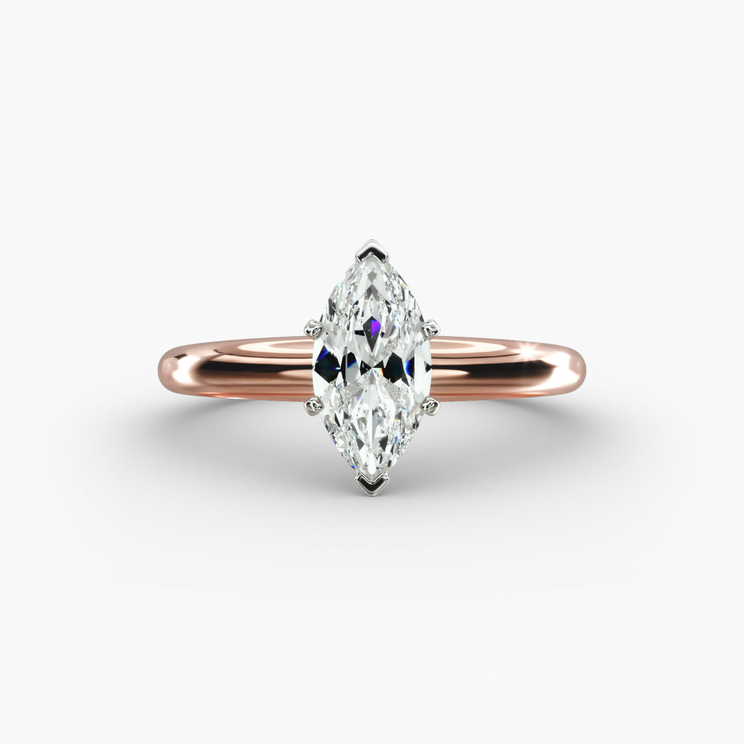Marquise Lab-Grown Diamond Solitaire Ring – 6-Prong Classic | IGI Certified | 10K/14K/18K Gold