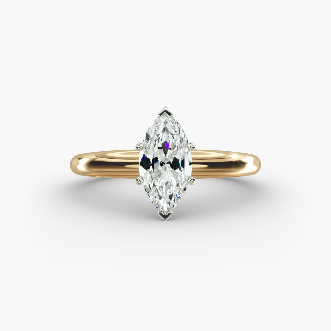 Marquise Lab-Grown Diamond Solitaire Ring – 6-Prong Classic | IGI Certified | 10K/14K/18K Gold