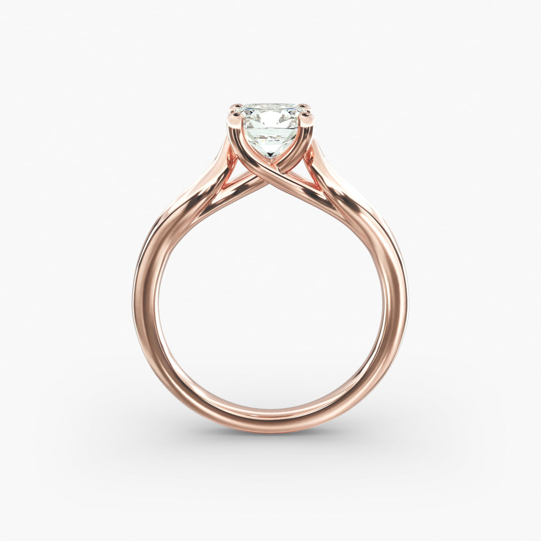Cushion Lab-Grown Diamond 4-Prong Unique Band Ring | IGI Certified | 10K/14K/18K Gold